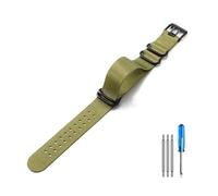 HELBAY Men's Nylon Watch Strap, 22mm/23mm Waterproof, Watch Accessory, Simple and Casual.,Verde militar-negro,22 mm
