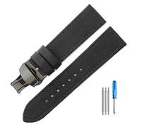 HELBAY Men's Nylon Watch Strap, Water Resistant and Sweat Repellent Watch Strap Accessories, 20mm/22mm,Negro-Negro-B1,20 mm