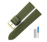 HELBAY Men's Nylon Watch Strap, Water Resistant and Sweat Repellent Watch Strap Accessories, 20mm/22mm,Verde-Dorado-K1,22 mm