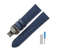 HELBAY Men's Nylon Watch Strap, Water Resistant and Sweat Repellent Watch Strap Accessories, 20mm/22mm,Azul-Negro-B1,24 mm