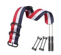 HELBAY Men's Nylon Watch Straps, Suitable for Replacing Smartwatches, Watch Accessories,Rojo Blanco Azul B,24 mm