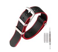 HELBAY Men's Watch Strap Accessory, 18mm/20mm/22mm/24mm, Durable Strap,Borde rojo negro,24 mm