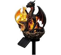 HELCEKOU Adornos solares de dragón para jardín, edición Double Legacy Golden Ember Light, decoración de Halloween de Estilo gótico Medieval fantástico, Enamorados y Adorno para Patio (2)