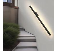 HELCEKOU Aplique de Pared LED Moderno - Tira de luz Negra de 120 cm para Exteriores/Interiores, Aluminio Impermeable IP65, Elegante luminaria Nocturna para Patio o jardín, diseño de luz Neutra.
