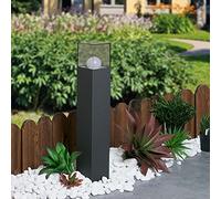 HELCEKOU Baliza de jardín E26 Moderna para Exteriores, Color Gris Claro, lámpara Cuadrada para césped, Resistente al Agua IP44, de Aluminio, 19 Pulgadas, 120 V.
