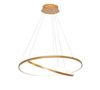 HELCEKOU Lámpara Colgante LED Circular Ajustable - Lámpara de araña Moderna de Metal acrílico para Sala de Estar, Dormitorio y Comedor, Acabado Dorado, 3 Opciones de Color, 80/100 cm, 113 W