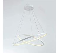 HELCEKOU Lámpara Colgante LED con Anillo Ajustable, Moderna lámpara de araña de Metal acrílico para Sala de Estar, Dormitorio y Comedor. Regulación Continua, 80/100 cm, 113 W, Acabado Blanco.