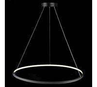 HELCEKOU Lámpara Colgante LED Moderna Ajustable con Anillo, de Metal acrílico Negro y atenuación Continua, Ideal para Sala de Estar, Dormitorio y Comedor - 100 cm, 63 W