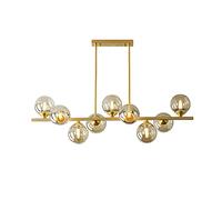 HELCEKOU Lámpara Colgante Lineal de 9 Luces con Forma de Globo, de Metal Dorado y latón Cepillado, con Forma de molécula mágica, Ideal para Dormitorio, Sala de Estar y Pasillo (9 Luces)