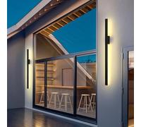HELCEKOU Lámpara de Pared LED Moderna de 100 cm - Aplique de Aluminio Negro Impermeable para Uso Interior y Exterior. Iluminación Elegante para Patios y Jardines. Luz cálida. Clasificación IP65.