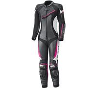 Held Ayana II Traje de cuero de motocicleta de una pieza para mujer, negro/blanco/rosa, Talla 38
