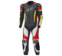 Held Brands Hatch - Mono de piel para motocicleta con protectores D3o T5 nivel 2, ropa de protección CE clase AAA, color negro, blanco y rojo, talla 60