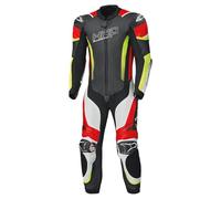 Held Brands Hatch - Mono de piel para motocicleta con protectores D3o T5 nivel 2, ropa de protección CE clase AAA, color negro, blanco y rojo, talla 58