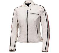 Held Brixham Chaqueta de cuero de moto para mujer, negro-blanco-rojo, tamaño 46