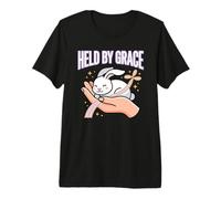 Held by Grace Christian Cita Fe Fiel Conejito Amante Camiseta Premium