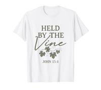 Held by The Vine John 15:4 Christian Grapevine Faith Camiseta Camiseta gráfica económica, Hombre, Blanco, M