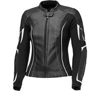 Held Debbie 3 Chaqueta de cuero para moto femenina, Negro/Blanco, Talla 21