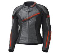 Held Debbie II Chaqueta de cuero perforada para moto de mujer, negro-rojo, tamaño 46