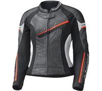 Held Debbie II Chaqueta de cuero perforada para moto de mujer, Negro/Blanco/Rojo, Talla 44
