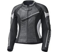 Held Debbie II Chaqueta de cuero perforada para moto de mujer, Negro/Blanco, Talla 21