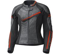 Held Debbie II Chaqueta de cuero perforada para moto de mujer, negro-rojo, tamaño 42