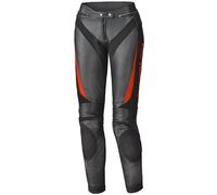 Held Lane II Pantalones de cuero para motocicletas para mujer, negro/rojo, Talla 34