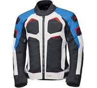 Held Manzano Top chaqueta textil impermeable para motocicletas, blanco/negro/azul, Talla 4XL