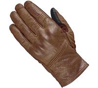 Held Sanford - Guante de moto marrón 8 | Guantes de verano para moto, piel de canguro, inserciones perforadas, protector de tobillo D3O, alta ventilación