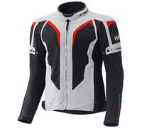 Held Zelda Chaqueta textil de motociclo para mujer, gris/rojo, Talla M