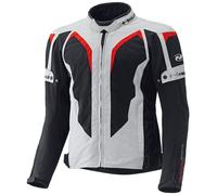 Held Zelda Chaqueta textil de motociclo para mujer, gris/rojo, Talla S