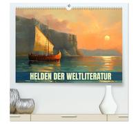 Helden der Weltliteratur (hochwertiger Premium Wandkalender 2026 DIN A2 quer), Kunstdruck in Hochglanz: Der Kalender enthält 12 Illustrationen zu klassischen Werken der Weltliteratur