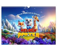 Heldenpfoten: Monat für Monat im Einsatz (Wandkalender 2026 DIN A3 quer), CALVENDO Monatskalender: Tierische Helden in spannenden Monatsabenteuern.