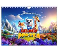 Heldenpfoten: Monat für Monat im Einsatz (Wandkalender 2026 DIN A4 quer), CALVENDO Monatskalender: Tierische Helden in spannenden Monatsabenteuern.