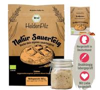 HeldenPilz Masa de espelta orgánica (150 g) - pan de espelta para hornear tú mismo sin levadura | Alimento fresco, de nuez suave y digerible | Masa madre natural con instrucciones y recetas (idioma