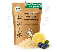 HeldenPilz® orgánico Kit inicial para kéfir de agua - kéfir con tubérculos activos | Comprar hongos Cristales de kéfir de agua ecológicos | crecimiento rápido (10 g deshidratados/60 g frescos)