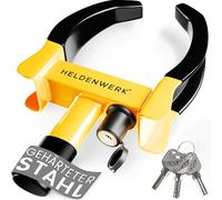 HELDENWERK Cepo de estacionamiento con cerradura de seguridad y 3 llaves - cepo para coche, caravana, remolque, motocicleta - garra de neumáticos de coche, garra de coche, garra de rueda para