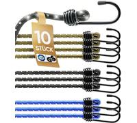 HELDENWERK Juego de 10 expansores con ganchos elásticos de 30, 45, 75 y 100 cm, con gancho para transporte, camping y seguridad, cuerda tensora, tensor de goma y tensor de equipaje (30 cm)