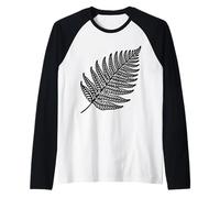 Helecho Arte Lineal Botánico Camiseta Manga Raglan