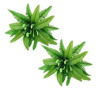 Helecho artificial falso, helecho de ,2 piezas Helecho verde artificial resistente a los rayos UV | Helechos artificiales de decoración interior y exterior con Texturas de follaje de