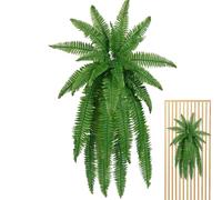 Helechos artificiales para exteriores, grandes, realistas, grandes, 18 ramas decorativas de 39.37 pulgadas, vegetación artificial de jardín, para interiores y exteriores, patio, jardín, oficina, hogar