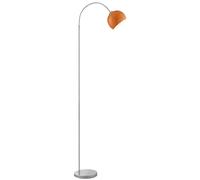 Helen - Lámpara de pie, casquillo E27, 170 cm de altura, 23 cm de ancho, 51 cm de profundidad, brazo curvado, metal, cromo con pantalla naranja, ideal para salón y rincón de lectura, diseño retro