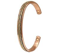 Helena Pulsera de cobre rosa para mujeres y hombres, alivio natural del dolor para la artritis o dolor en las articulaciones, diseño clásico de dos tonos con imanes