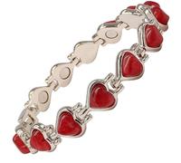 Helena Rose Jewellery - Pulsera de terapia magnética para mujeres con piedras de ágata roja para muñecas de hasta 18 cm, ideal para artritis