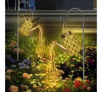 HELESIN Lámparas solares con Cadena de Luces, regadera Fairy Garden Light (2 Unidades), LED Solar Giesskanne con Cadena de Luces para Exteriores, lámpara de Arte de jardín para Patio, Maceta y césped