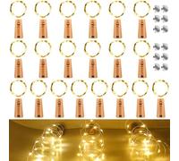 HELESIN Luz para botella de 20 x 20 LED con 12 pilas de repuesto (LR44),luz blanca cálida para botellas,corcho,batería,botella de vino,luces para botella,bricolaje,decoración,Navidad,fiesta,boda