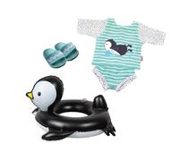 Heless 11 Set for Dolls in Penguin Polka dot Design, 4 Pieces Outfit, Slippers a