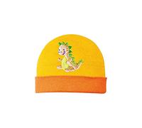 Heless- Dinosaur 1135-Gorro de Punto para muñecas, diseño de Dinosaurio, Talla 28-35 cm, Color Amarillo-Naranja, Small (1135)