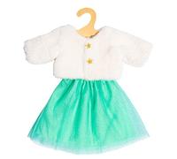 Heless 1370 - Ropa para muñecas en diseño Yuki, Conjunto de 2 Piezas en Blanco y Turquesa, con Chaqueta y Falda de Tul con Purpurina para muñecas y Peluches de tamaño 28-35 cm