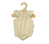 Heless 1413-Ropa algodón 100% orgánico, Cuerpo con Volantes en Crudo para muñecas y Peluches Talla 28-35 cm, sólido, Color Beige (1412)
