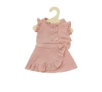 Heless 1423 - Ropa para muñecas de algodón 100% orgánico, Conjunto de 2 Piezas con Falda y Top de Volantes en Rosa para muñecas y Peluches de 28-35 cm